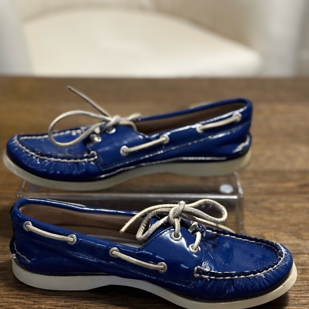 Sperry Top-Sider Blue Patent Leather Boat Shoes Women’s 7M Non-Marking